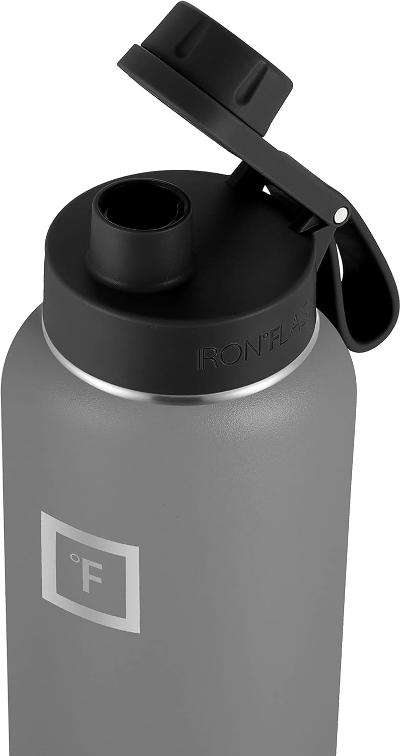 IRON °FLASK Spout Lid 2.0 for Wide Mouth, Insulated Sports Water Bottles, Canteen Standard, Chug Lid, BPA Free 2 Lids (Midnight Black) - Image 4