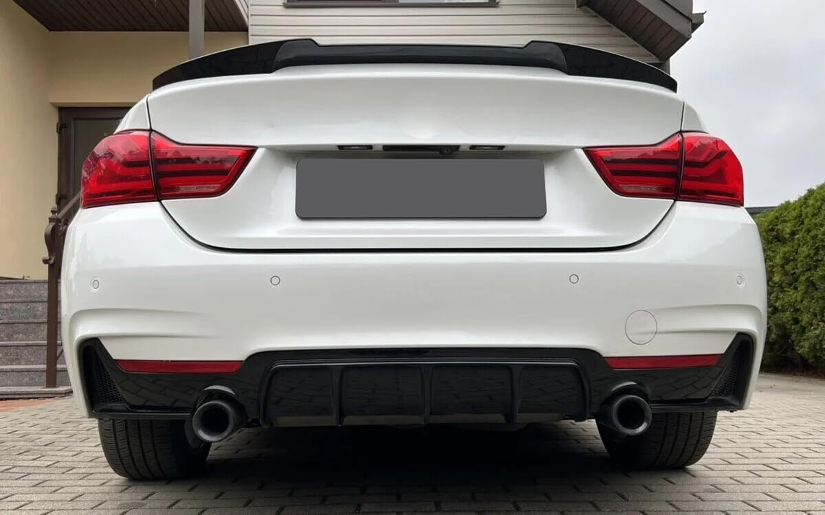 MpTuned BMW F32 F33 F36 Diffusor schwarz glänzend für BMW 4er 2014–2019 435i, 440i, 435d, 440d, Heckdiffusor
