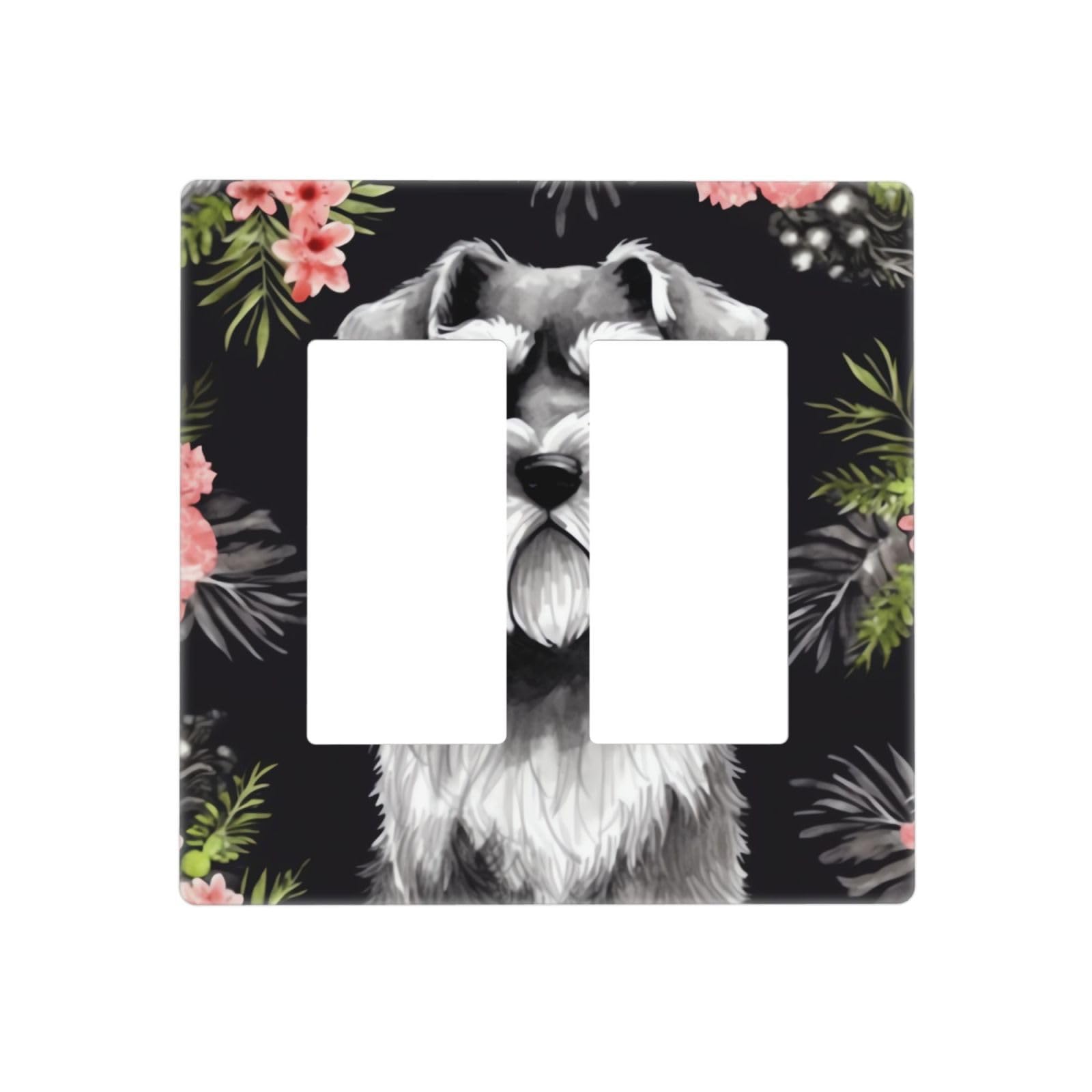 Kloph Style G Decorator Wall Plate 2 Gang Light Switch Covers Schnauzer Wallplate Double Toggle Switch Plate Standard Size Electrical Outlet Covers Decorative Wall Switch Plate Cover