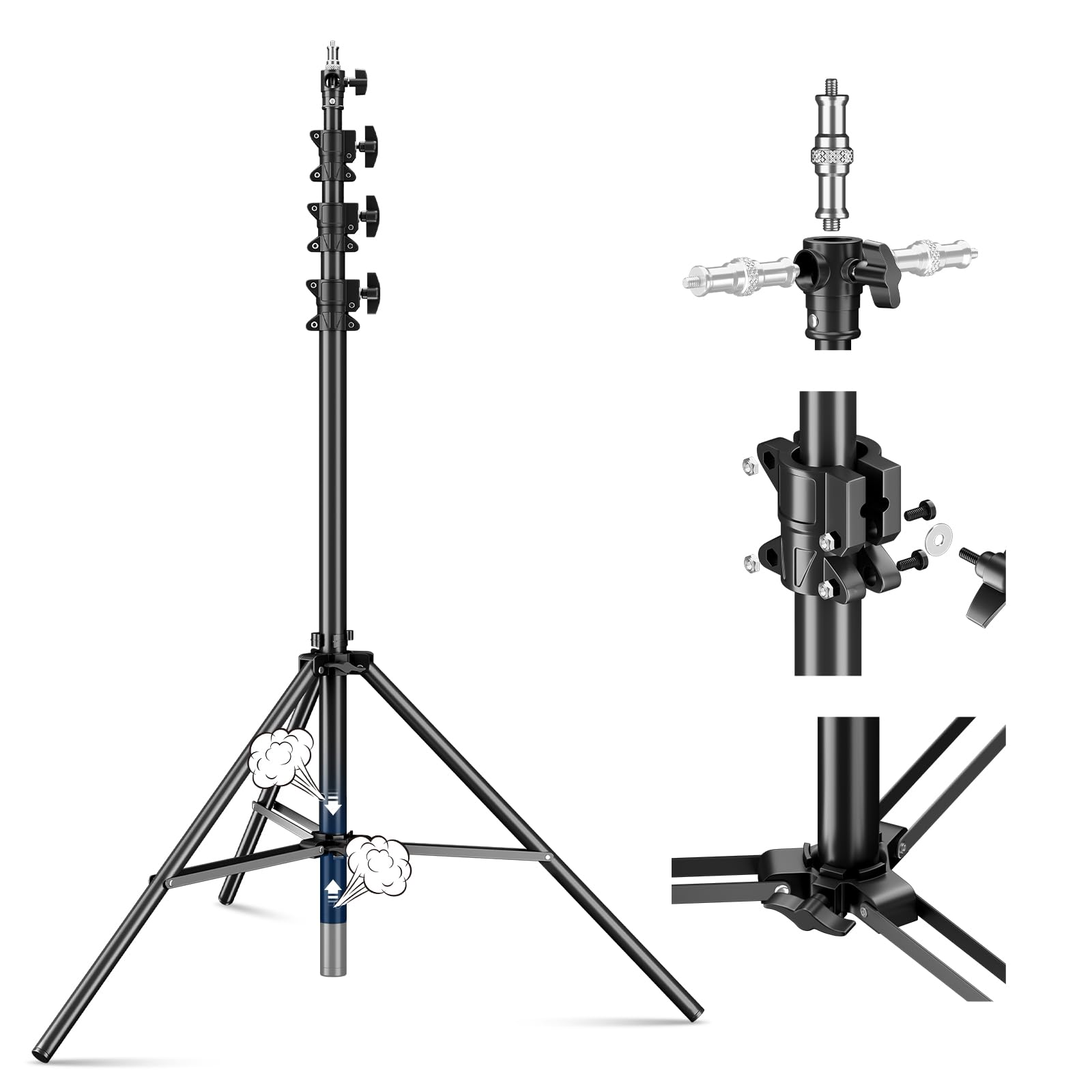 Soonpho XY-400 Trépied d'éclairage entièrement en métal avec amortisseur à compression 13,1 pieds/400 cm Air Cushioned Light Stand 12kg pour photographie avec flash de studio en extérieur et streaming