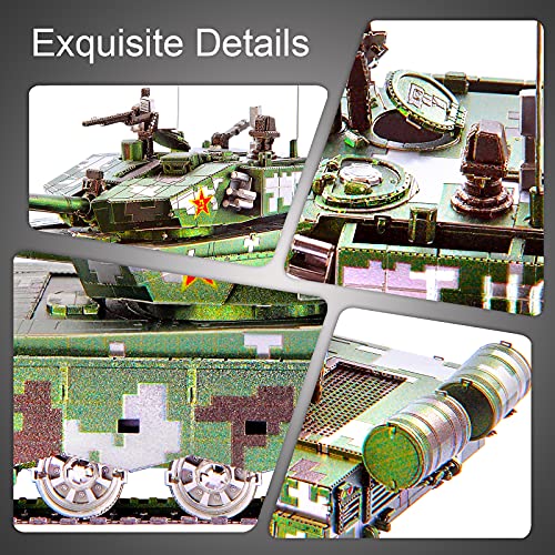 Image of Piececool 3D Metal Puzzles, 99A Main Battle Tank Building Kit, 233Pcs Art Craft Kit for Teens, DIY Vehicle Model, Handcraft Toys for Adults