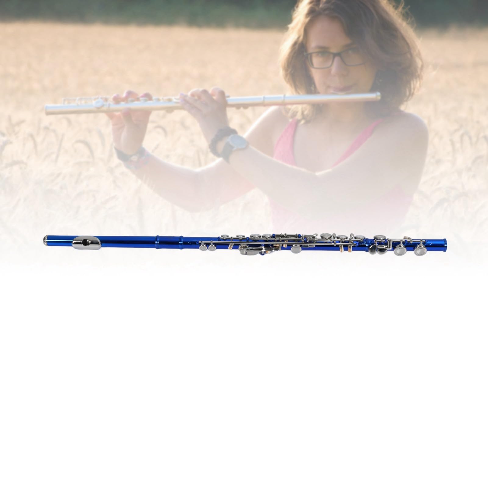 Alomejor 16 Tasti C Flauto, Foro Chiuso Cupronickel Flauto con Kit di Pulizia per Studenti di Musica per Principianti e Professionisti