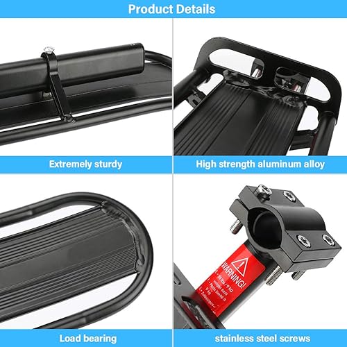 Miniatura 2 de BicycleStore - Soporte trasero para bicicleta, equipaje, carga y turismo, accesorios de ciclismo, liberación rápida, aleación de aluminio ajustable,