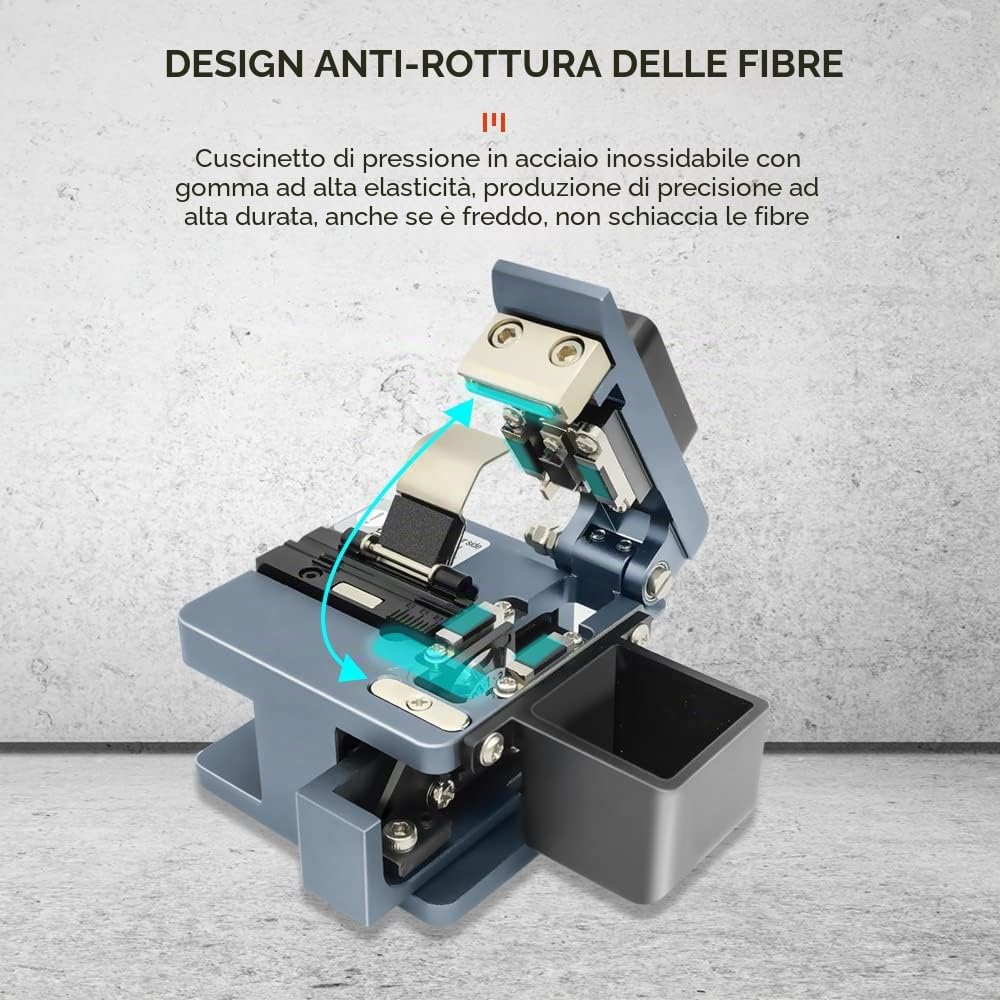 TM20 Fiber Cleaver - Taglierina in fibra 3 in 1 e guida di rimbalzo automatica, ad alta precisione, con protezione in fibra rotta