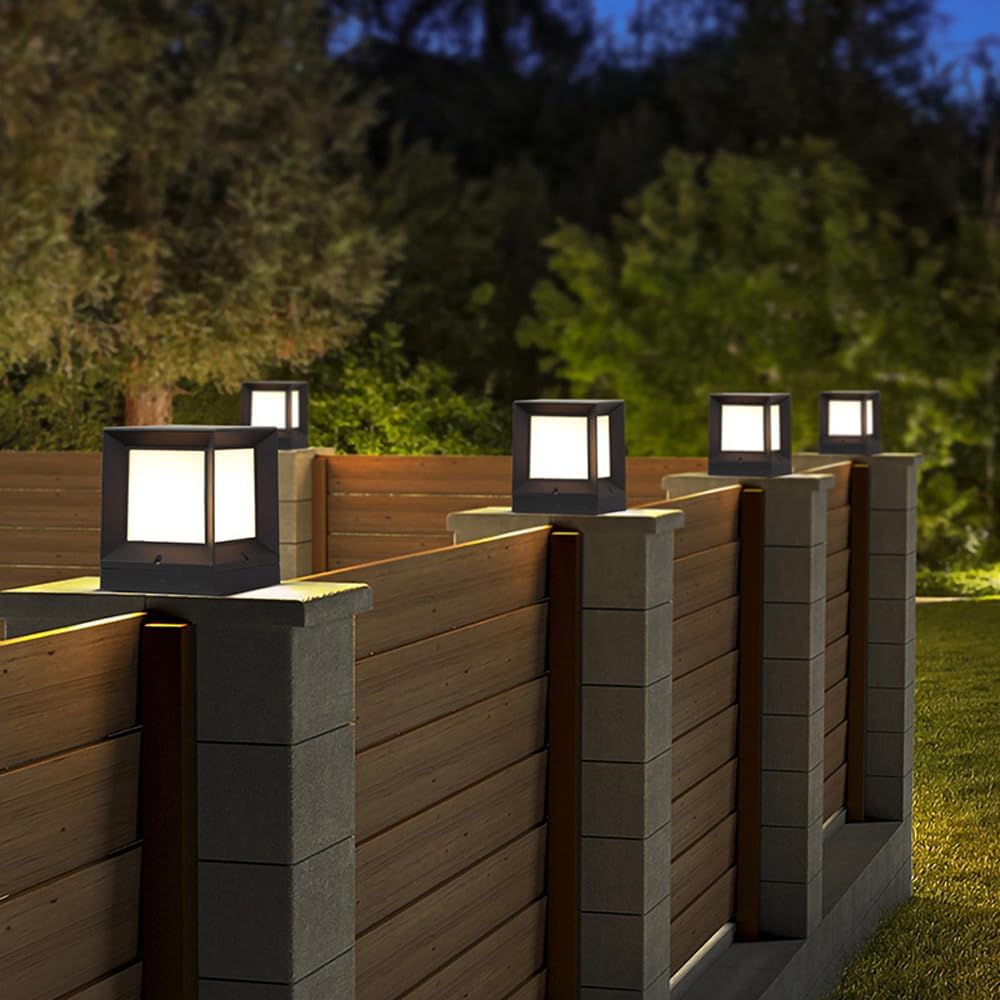 Solar Post Cap Lights Outdoor Brighter Solar Post Lights Outdoor Waterproof Fence Post Cap Lights Solar Powered Fence Post Cap Lights Fit 4x4 5x5 6x6 Posts for Fence Deck Garden Decoration