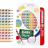 STABILO - Lápiz de color ergonómico para zurdos - EASYcolors - Pack de 12 con sacapuntas - con 12 colores diferentes