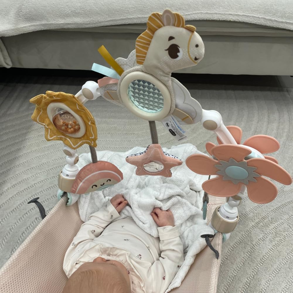 Tiny Love Arche d’éveil Sunny Stroll avec 6 Jouets activés par bébé, dès la Naissance, Clips réglables compatibles avec la Plupart des poussettes, Mobile Musical Magique, Unicorn Wonderlands