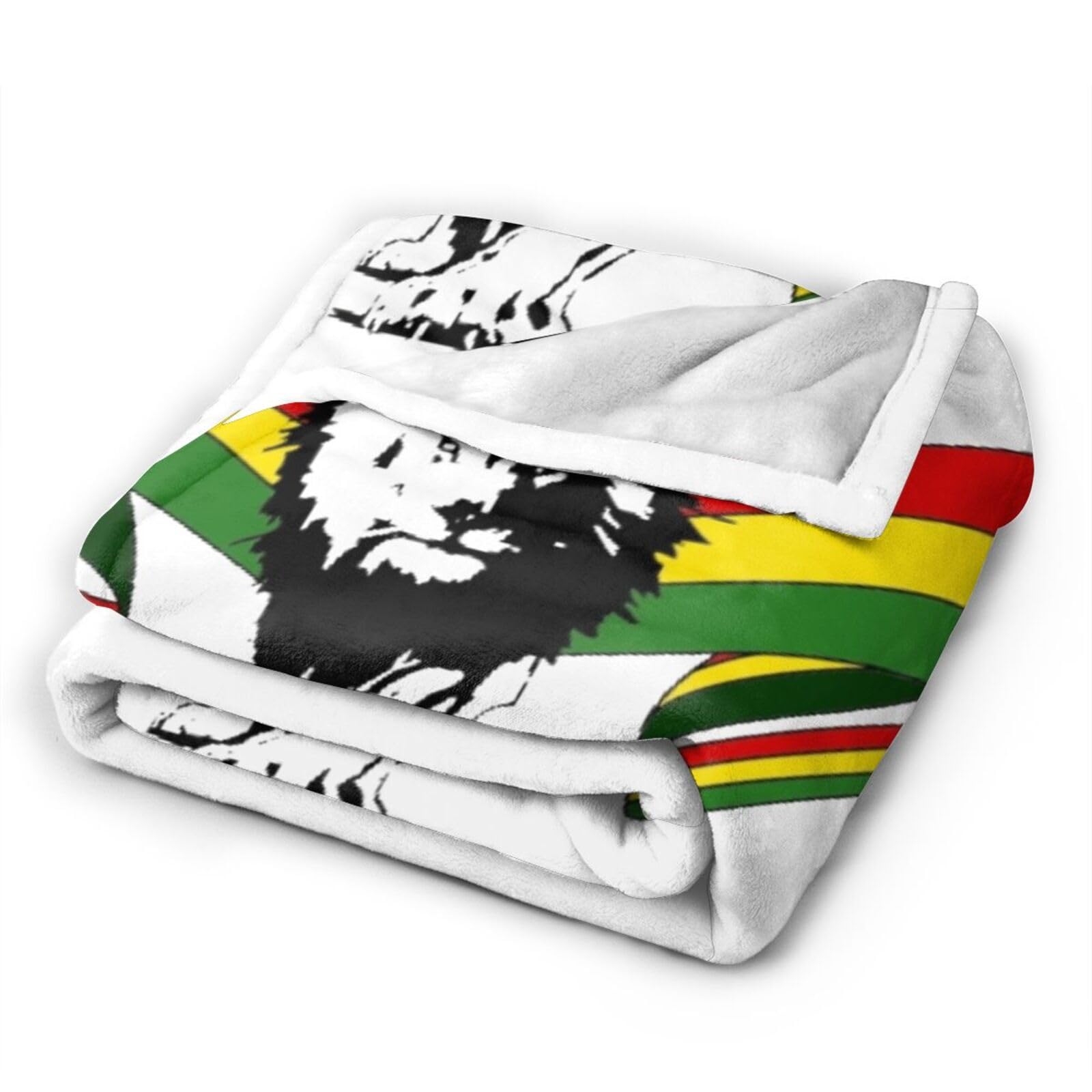 Socira Coperta Rasta Leone: Flanella Con Bandiera Giamaica E Cannabis, Morbida Pile Per Divano (91x203 Cm) - 3