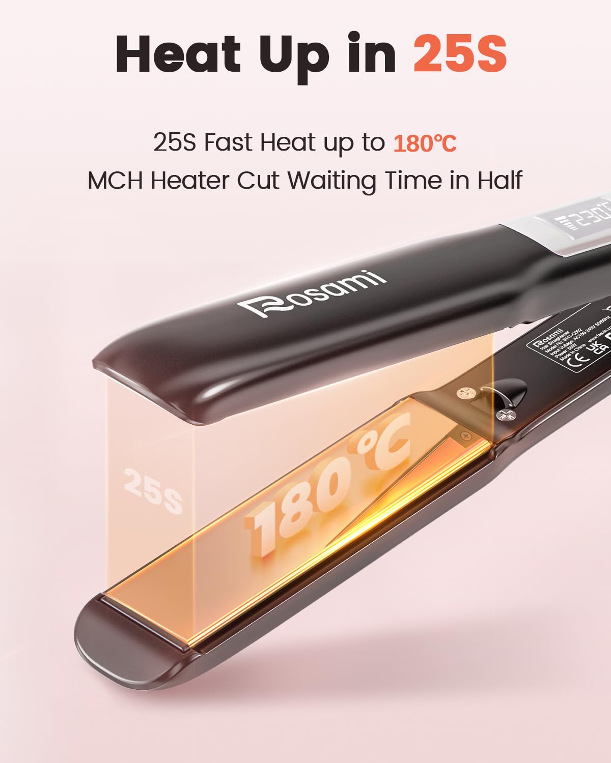 Plancha de pelo 2 en 1 con tecnología de titanio e iones para un cabello ultra brillante, tiempo de calentamiento rápido de 20 segundos, pantalla LCD, alisado, rizado y ondas perfectas