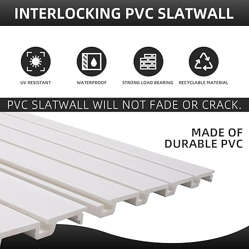 Miniatura 5 de Slatwall Panel organizador de pared de garaje resistente montado en la pared, paneles de pared de PVC para pared de garaje y sistema de