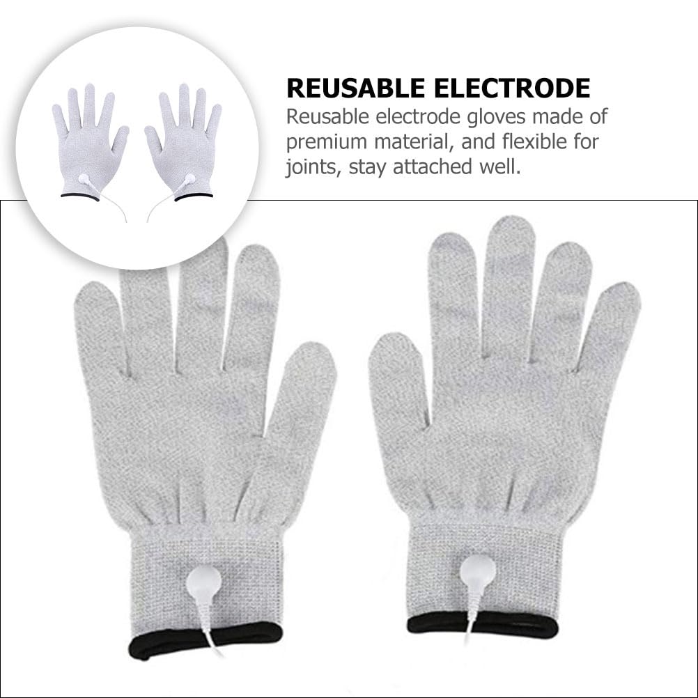 FRCOLOR Guanti Conduttivi Portatili Per Elettrostimolatore Professionale Con Fibra D'Argento Riutilizzabili Guanti Per Massaggi E Terapia Muscolare 7.87X5.12 Pollici
