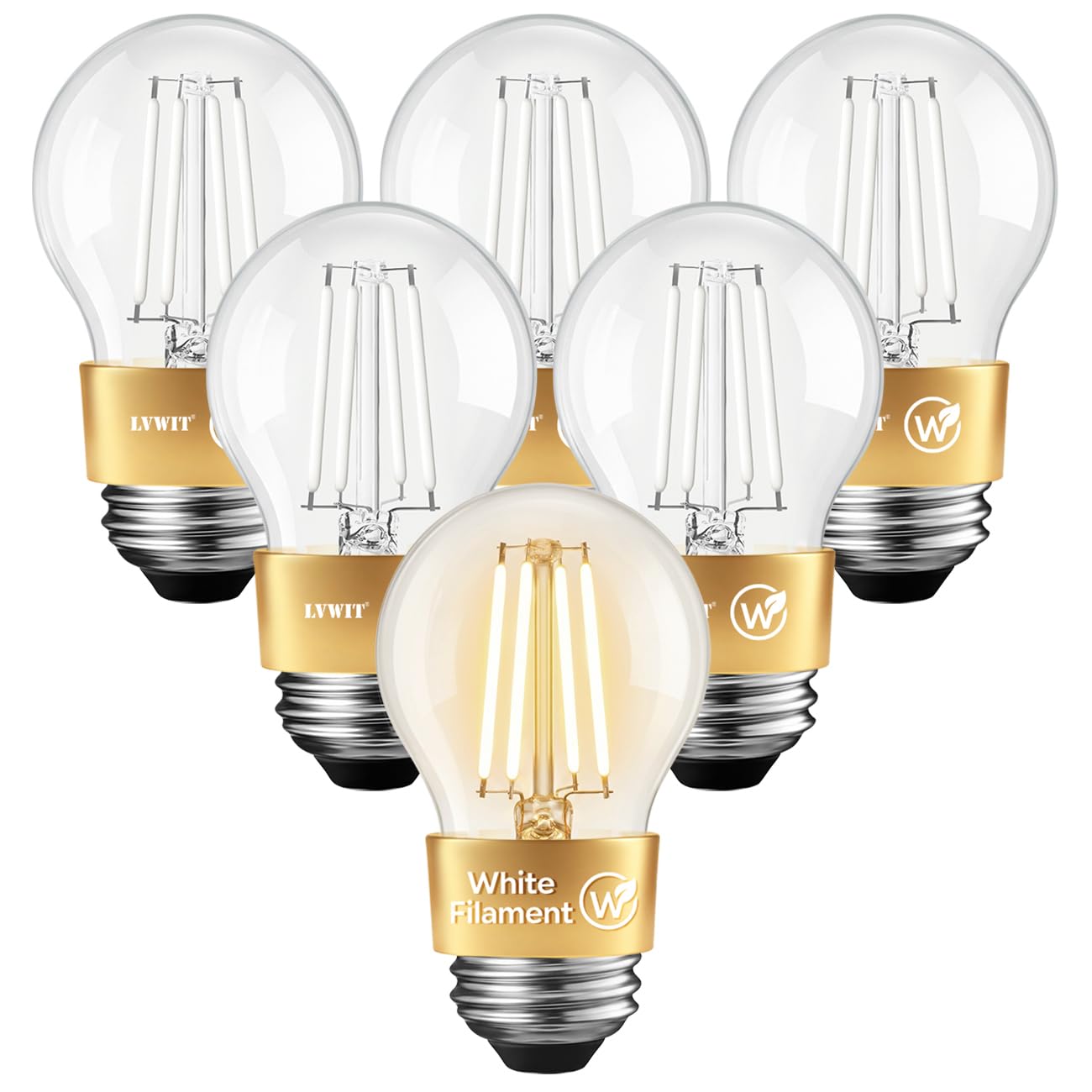 LVWIT Lampadine Filamento LED Attacco E27 G45,Filamento Bianco, 4W Equivalenti a 40W, 470LM, Luce Bianca Calda 2700K, Non Dimmerabile, Alto CRI≥80, Confezione da 6