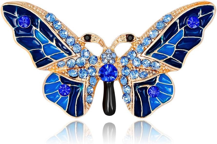 Image of butterfly brooch pins for women fashion Woman's enamel crystal rhinestone butterfly brooches pin set for Clothes Dresses