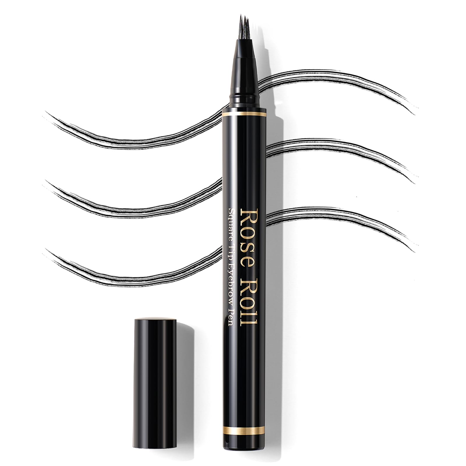 Rose Roll Augenbrauenstift Microblading Wasserfest Augenbrauenstift Haarfeine Linien Definieren Sie einen hochnatürlichen Make-up, 03 Schwarbraun