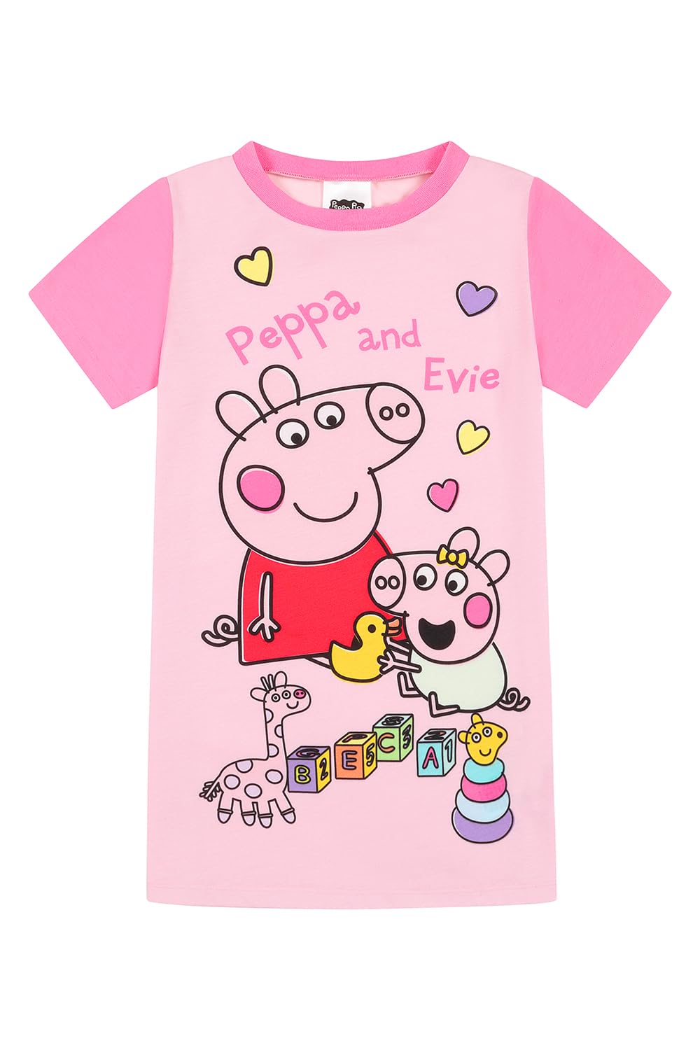 Peppa Pig and Evie Nightie Girls Nightdress Nightgown for Kids (2-3 Years) Pink