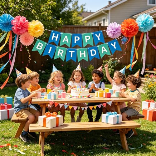 Image of Happy Birthday Banner Birthday Party Supplies (Blue 3)