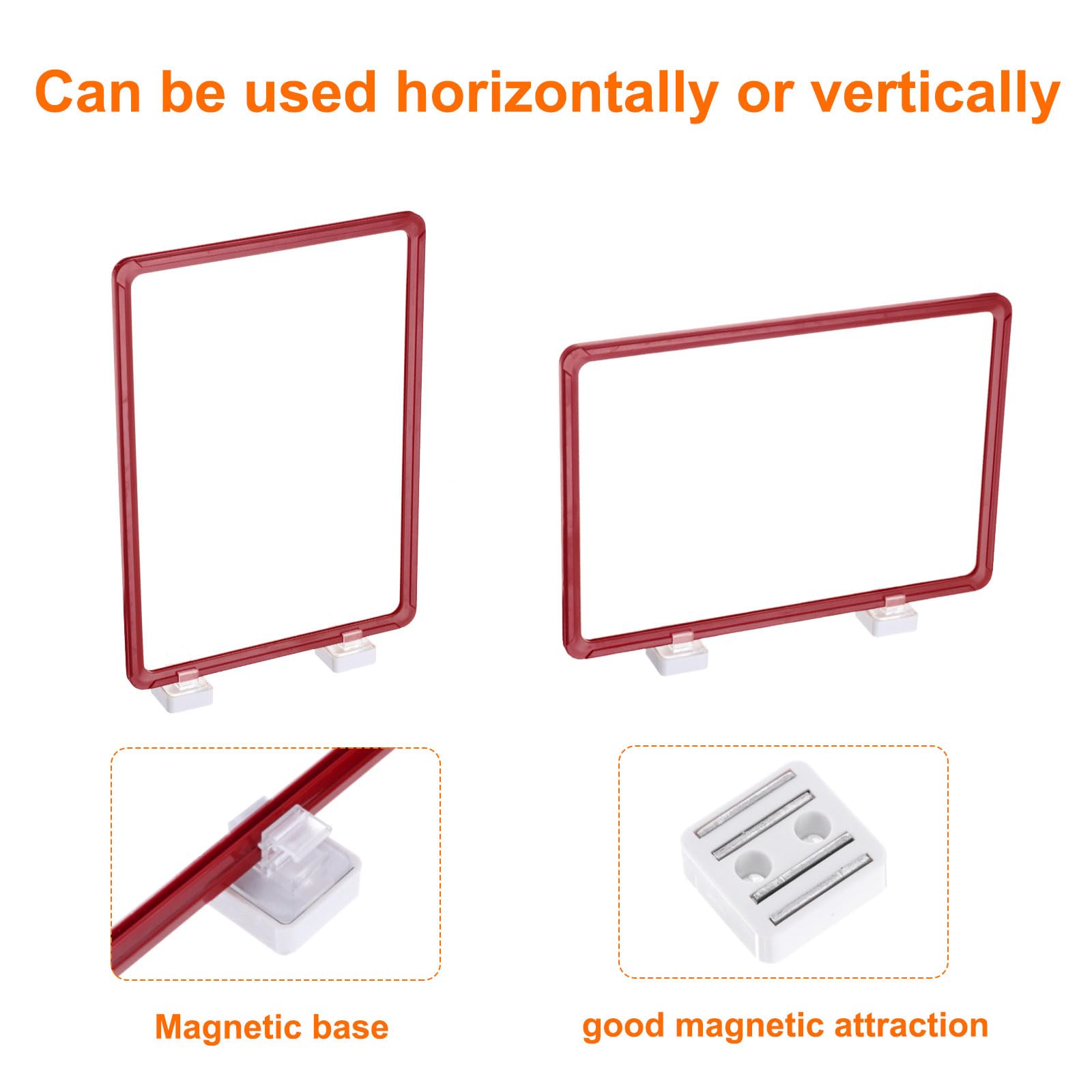 QUARKZMAN 4 Pièces Porte-Étiquette Magnétique 17 x 12 Pouces A3 Rouge