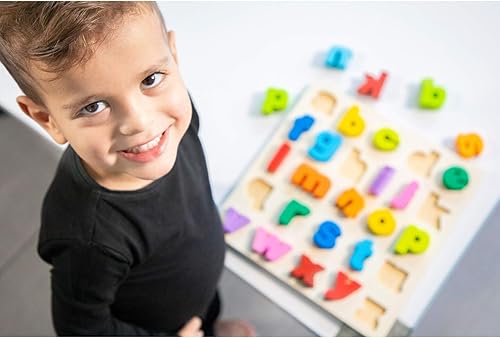 Miniatura 6 de New Classic Toys Juguetes educativos de madera para niños y niñas de 2 años aprenden el alfabeto, multicolor, minúsculas