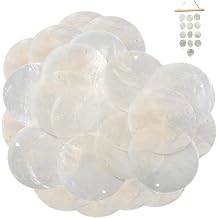 Shells with Holes 100PCS Capiz Shells, 2 Inch Round Shells with Holes, Polished Natural Capiz Shells Decor, DIY Sea Shells for Crafting, Jewelry Making