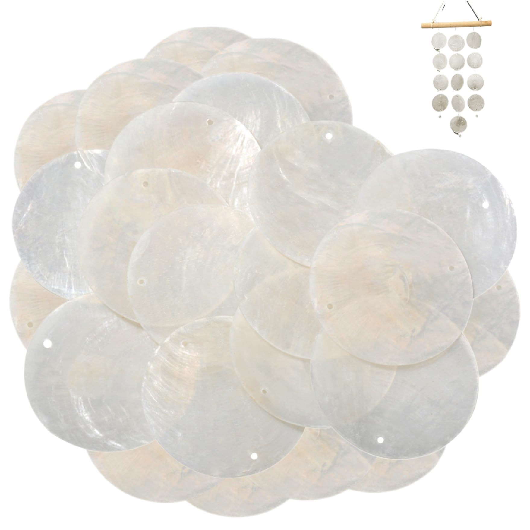 Coquilles Capiz avec Trou Faciles à Enfiler pour Création de Bijoux et Guirlandes DIY