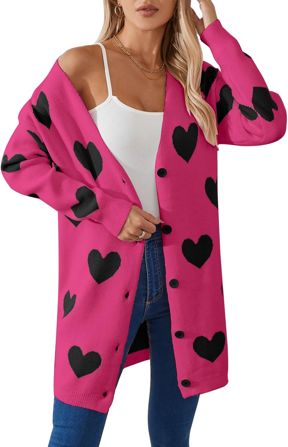 Womens Halloween Long Sleeve Open Front Cardigan Casual Loose Cute Heart Knit Cardigans