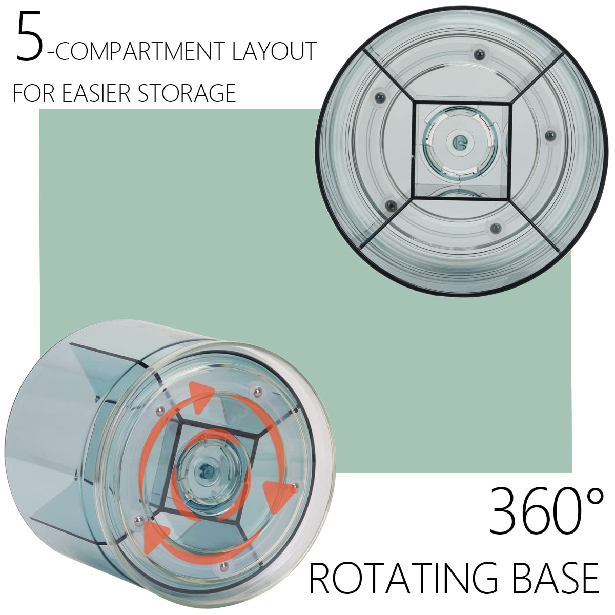 Portapenne Girevole 360° - Organizer Da Scrivania Con 5 Scomparti Trasparente - Foto 14