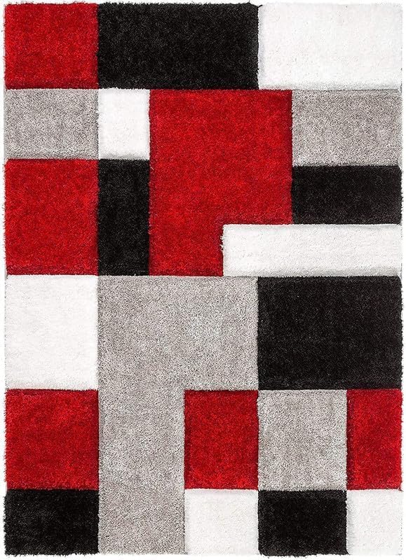 Image of Carpet for Hall | Carpet for Living Room |6X9 FEET Rugs for Bedroom | Carpet | Rug for Living Room | Carpet & Rugs for Home Decor | Carpet for Bedroom Floor (Red Grey Black)