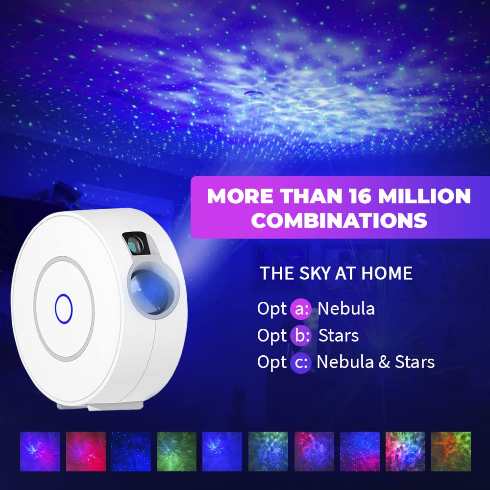 BOT Inteligentny projektor LED gwiaździstego nieba, projektor gwiazd z Galaxy 3D, sterowanie głosem i timerem, kompatybilny z Alexa, Google Assistant, lampka nocna dla dzieci, na imprezę, Boże