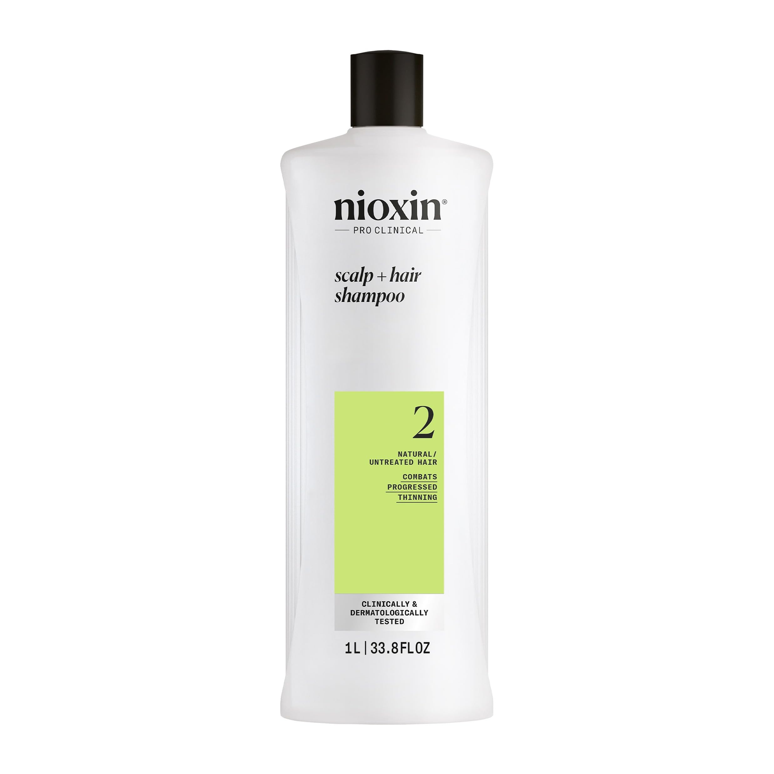 Nioxin System 2 Scalp + Hair-Thickening Shampoo | For Natural Hair with Progressed Thinning | Boost Density with Niacinamide & Biotin