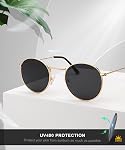 NSSIW Lunettes de soleil rondes pour les femmes et les hommes, Lunettes de Soleil en métal rond de qualité supérieure avec verres polarisés et UV Protection