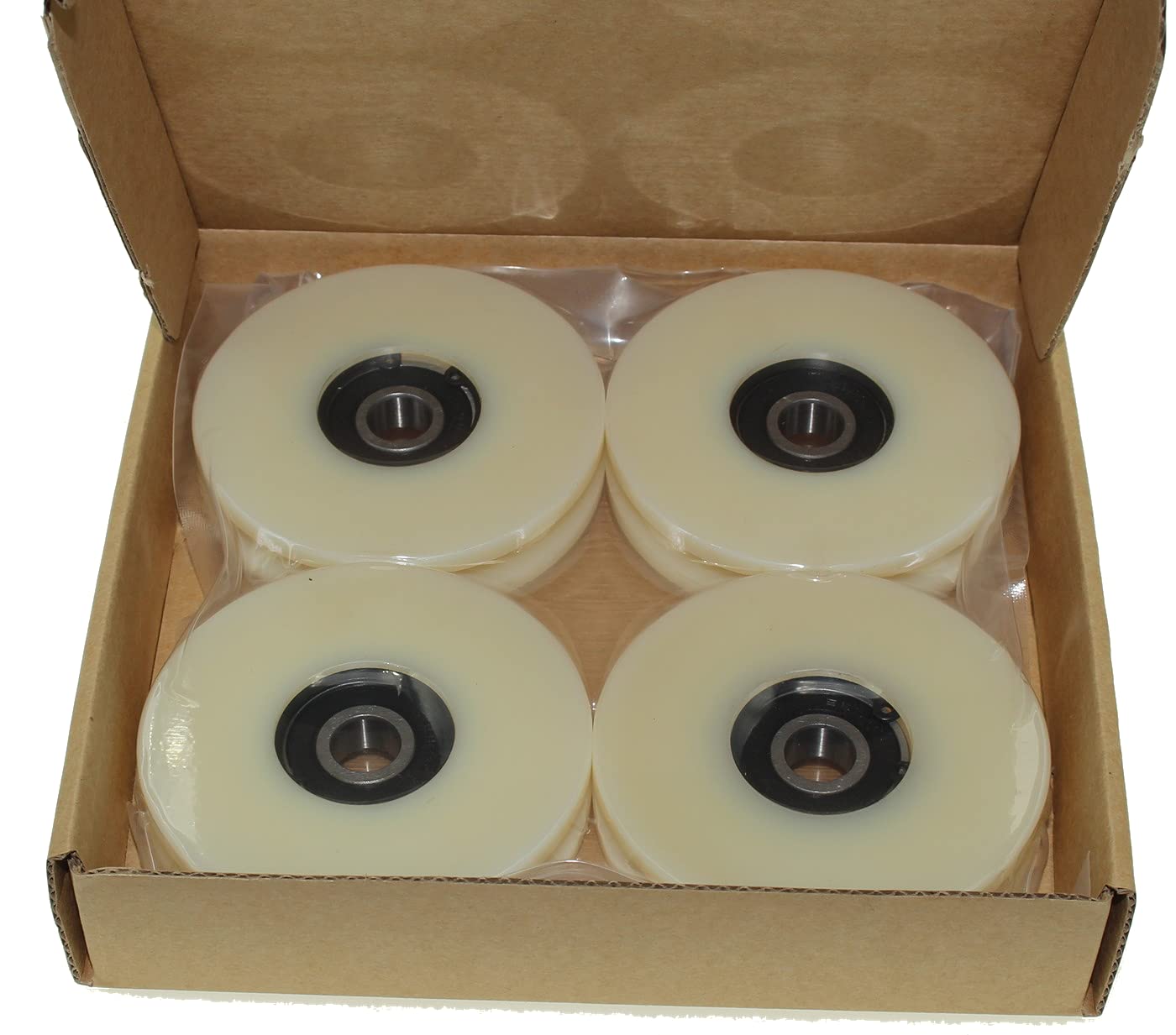 Lot de 4 poulies en nylon avec rainure ronde de 8 mm, diamètre de 80 mm, roulement de 12 mm, capacité de 100 kg, usinées avec précision dans l'UE (80-8-12)