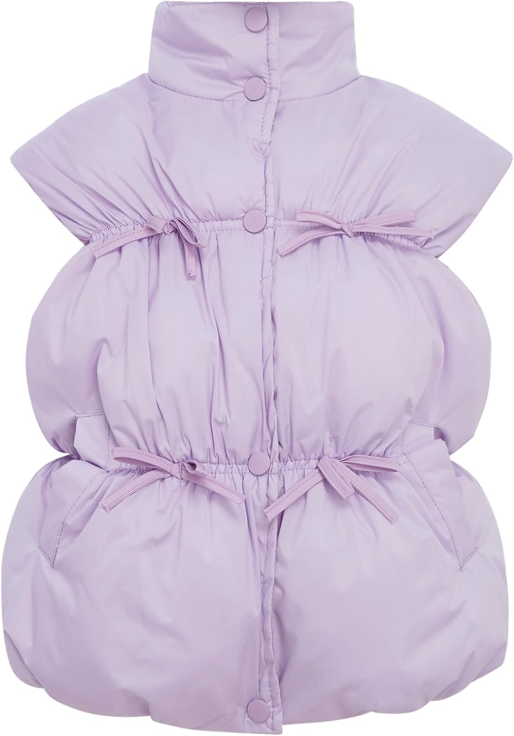 Toddler/kids Girls Down Puffer Sleeveless Jacket Winter Zipper Vest Bowknot Warm Waistcoat Casual Daily Wear