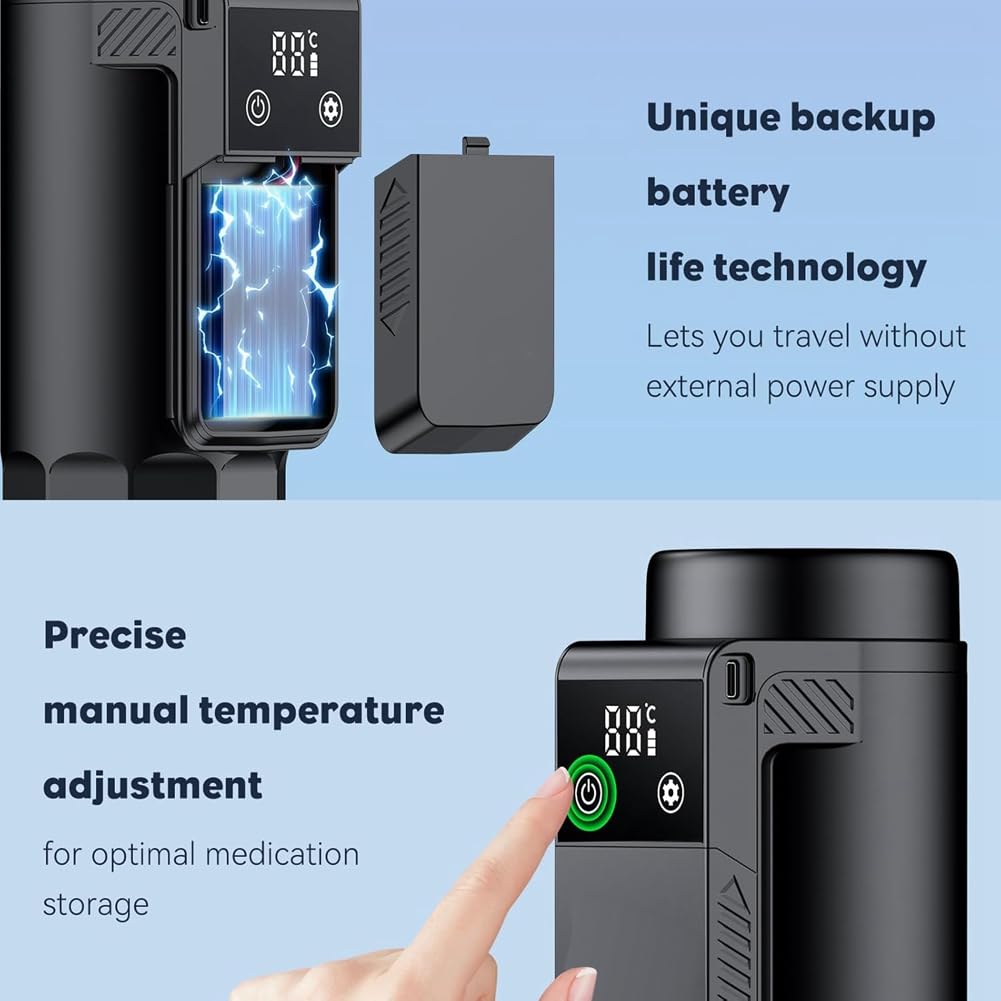 Estuche de Viaje para Enfriador de Insulina, Enfriador Portátil para Medicamentos Diabéticos con Carga USB y Batería de Respaldo, Insulina A 0-18 °C.
