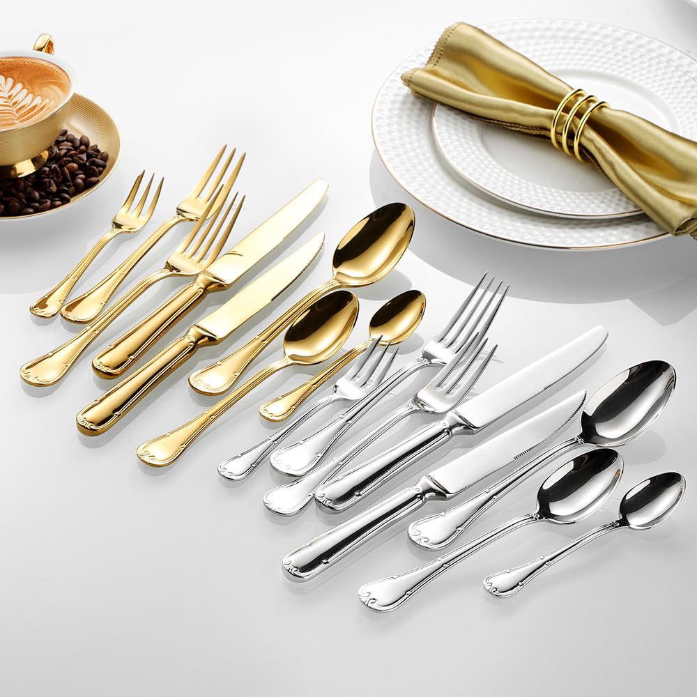 Este Juego de Cubiertos para 6 Personas es un Juego único de Cubiertos de Acero Inoxidable 18/8 con Acabado Pulido Espejo, Ideal para la Mesa de restaurantes y el hogar. Cuenta con un Mango