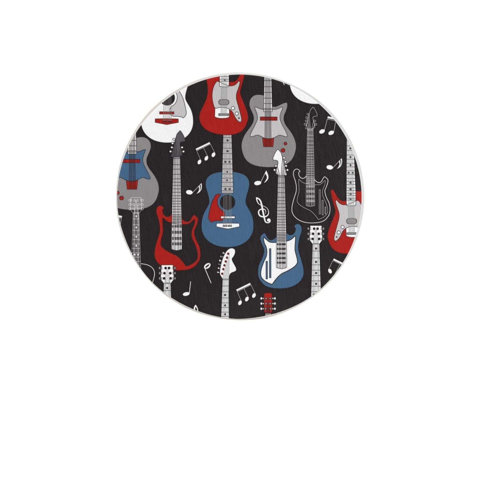 Guitars Pattern Four Pieces Coaster Heat-Resistant Reusable Saucers for Drinks Wine Glasses Plants Cups Mugs