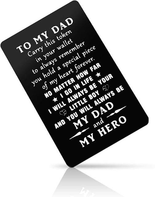 Father's Day Gift Engraved Wallet Card Insert from Son Card to My Dad Gift from Son Metal Wallet Insert Card Long Distance Relationship Gift for Dad Father Papa Christmas Birthday Gift