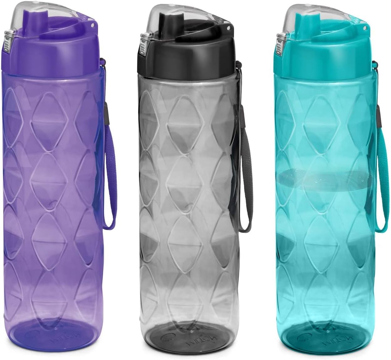 MILTON Sports Water bottle 3 pack -35 oz Large water bottle for Adults-Leakproof BPA-Free Wide-Mouth w/Strap Carry Handles For Men & Women Cycling Camping Gym Hiking Yoga Fitness