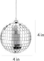 Vista 7 de Rocutus Paquete de 4 Bolas de Discoteca con Espejo, Bola de Discoteca Colgante Plateada para Fiestas o Efectos de Luz de DJ, Decoraciones