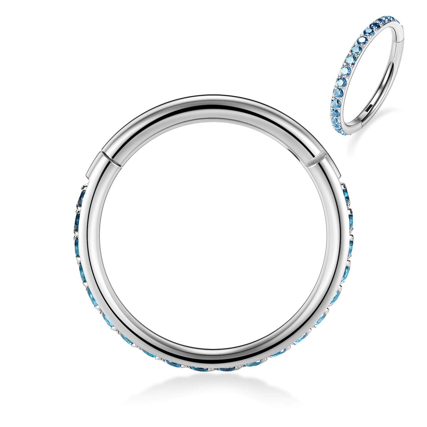 hengkaixuan CZ/Opal Nose Rings Conch Jewellery Septum Clicker 316L Surgical Steel Segment Ring Helix Cartilage Earrings Hoop Daith Tragus Rook Piercing Jewellery — view 95