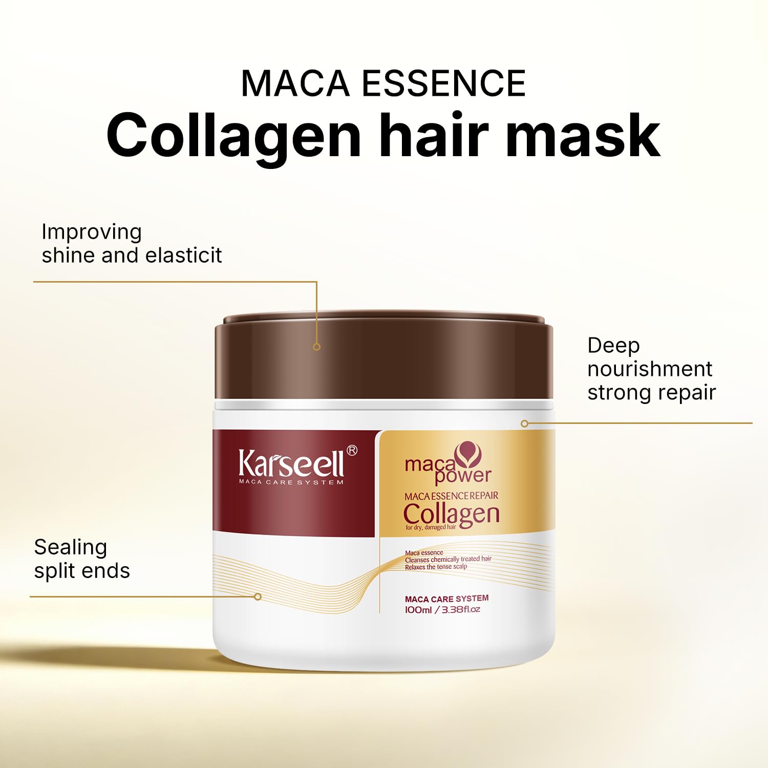 Karseell Coffret de Soins Capillaires, Collagen Masque Cheveux + Shampooing Volumateur +Après-Shampoing, Kits de Voyage pour Tous Types de Cheveux