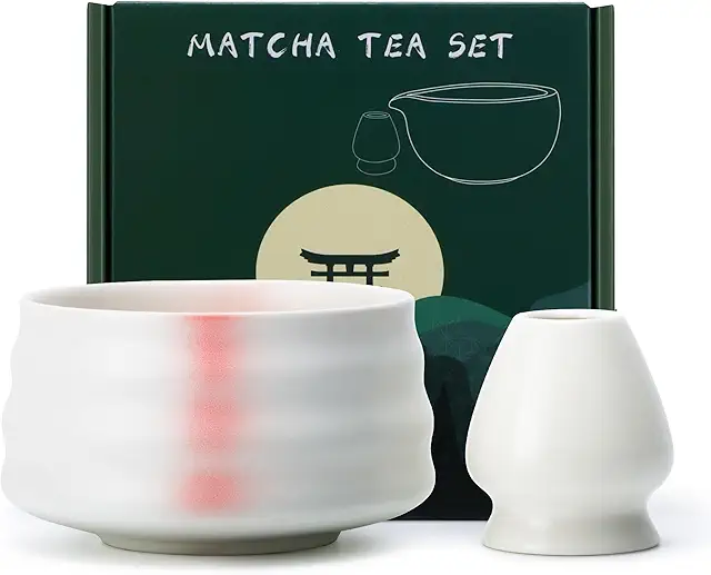 Japanese Matcha Bowl Set with Whisk Stand - Traditional Ceramic Tea Set