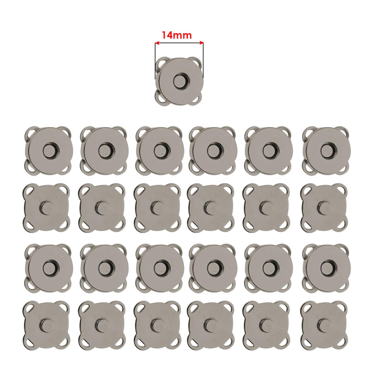 Lot de 2 fermoirs magnétiques en métal pour loisirs créatifs, sacs à main, manteaux en cuir, veste, sac à main (18 mm, argenté, 2 pièces) _ [Noir métallisé (14 mm)