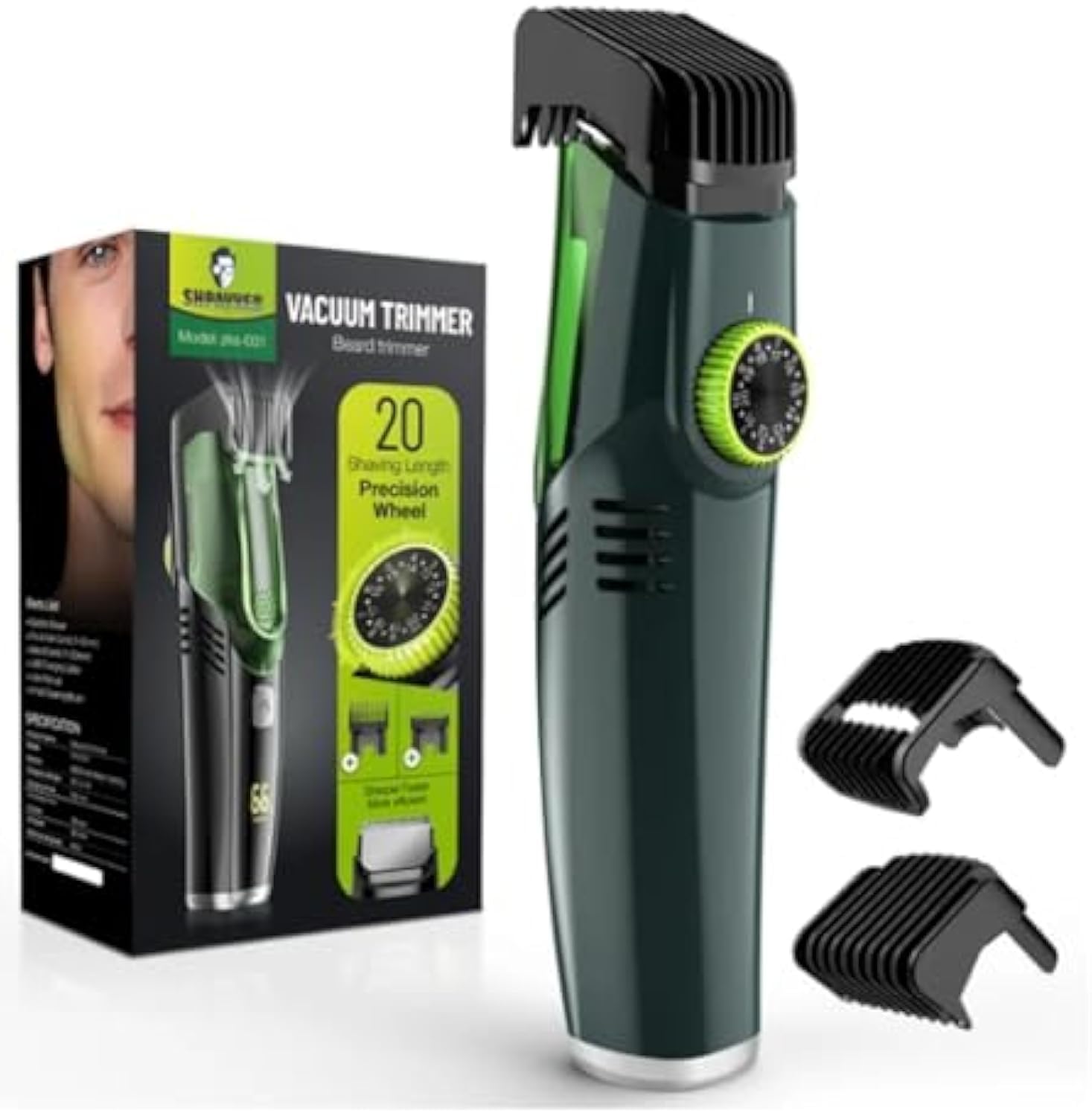 Vacuum Beard Trimmer, Multi Groomer All-in-One With 20 Length and Styles Adjustable, Beard Catcher, Cordless Hair Clippers for Mustache, Sideburns