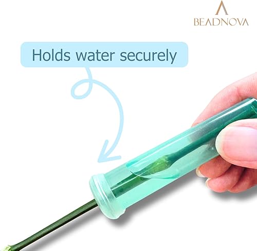 Miniatura 5 de BEADNOVA Tubos de agua florales de 2.8 pulgadas, tubos de agua de plástico para frascos de flores florales con tapas para decoración de arreglos