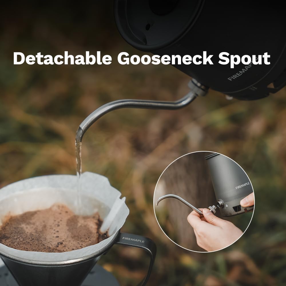 Fire-Maple Petrel Bouilloire Pour-Over 350 ml Ultra-Légère en Aluminium, Chauffe Rapide, Amovible et Compacte, Bec Verseur Précis pour Café Filtre, Idéale pour le Camping et l’Outdoor