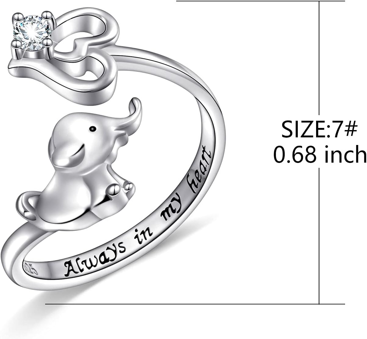 YinShan Animal Rings for Women Girls 925 Sterling Silver Elephant Ring Bunny & Carrot Adjustable Size Wrap Open Ring With Love Message Birthday Gifts - Image 7