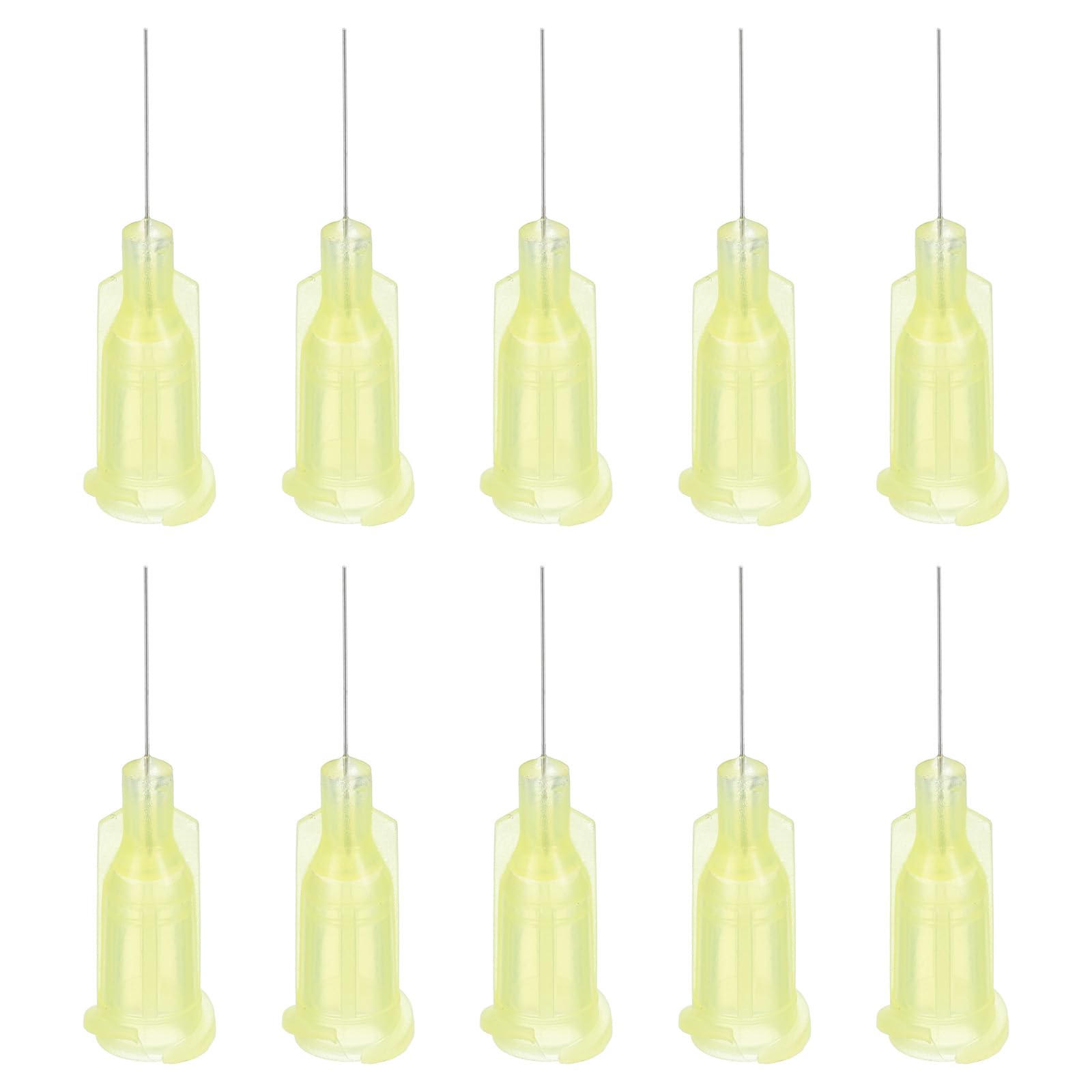 PATIKIL 32Ga x 0.5 Inch Dispensing Needle Tips, 50Pcs Stainless Steel and Plastic Glue Needle Tube Blunt Tips with Luer Lock for Glue Oil Applicator, Yellow