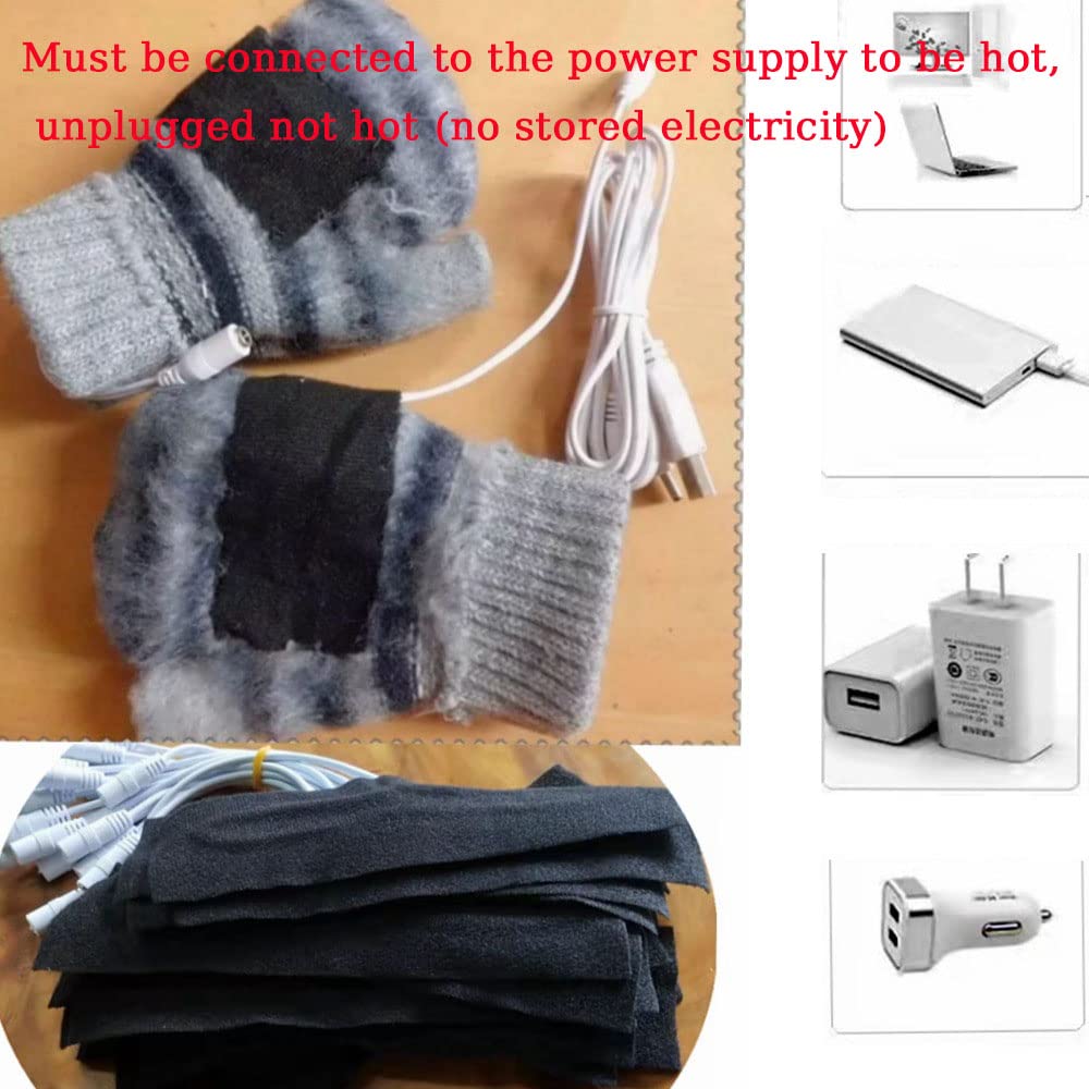 Guanti Riscaldati Donne E Uomini USB Mitten Inverno Caldo, Doppio Lato Riscaldamento metà Senza Dita Riscaldamento Guanti A Maglia Guanti Scaldamani Guanti Termici per Sci Motociclismo,Dark Blue