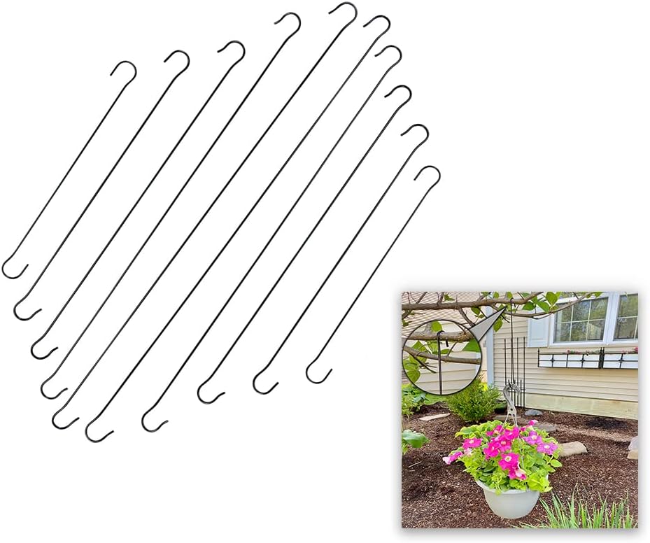 Evelots 10 Pack Metal Tree Branch Garden S Hook Hangers, Sizes 11 to 24 Inches, for Bird Feeders/Hanging Planters/Windchimes