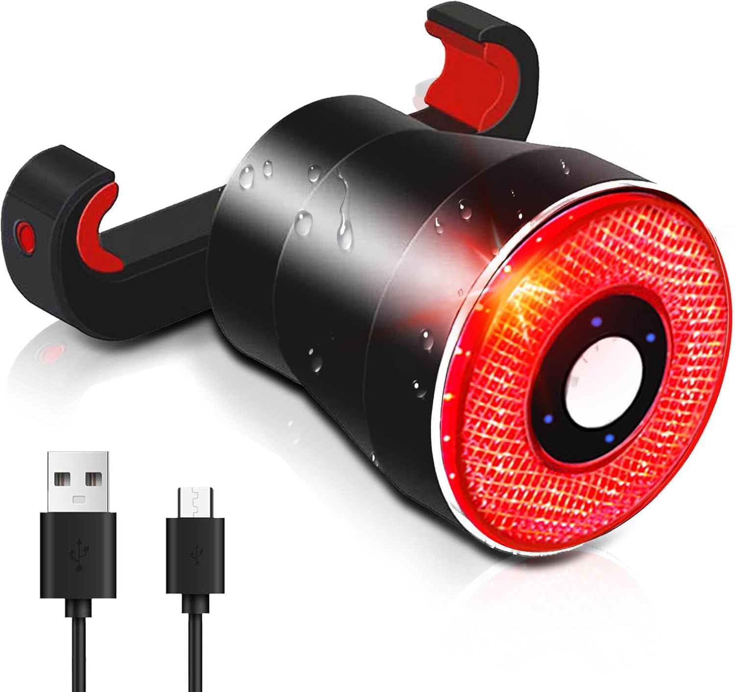 Smart Bike Tail Light USB Rechargeable Bicycle Turn Signals with Remote Control Rear Bike Light Waterproof Safety Warning Back Lights Bike Alarm for Night Riding Mountain